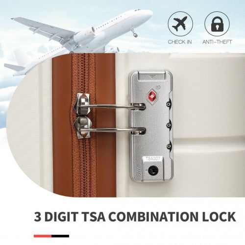 Kono Multi Texture Hard Shell PP Suitcase With TSA Lock and Vanity Case 4 Pieces Set - Classic Collection - Cream