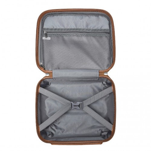 Kono Multi Texture Hard Shell PP Suitcase With TSA Lock and Vanity Case 4 Pieces Set - Classic Collection - Cream