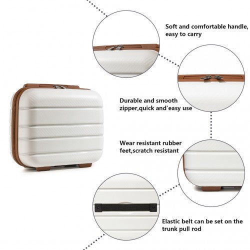 Kono Multi Texture Hard Shell PP Suitcase With TSA Lock and Vanity Case 4 Pieces Set - Classic Collection - Cream