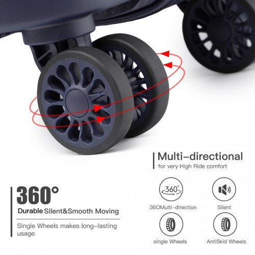 Kono Multi Texture Hard Shell PP Suitcase With TSA Lock and Vanity Case 4 Pieces Set - Classic Collection - Navy