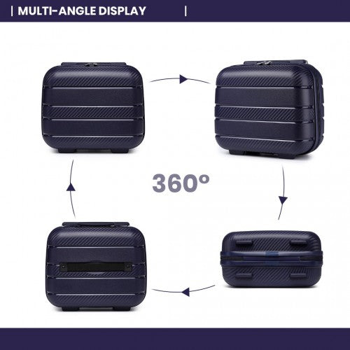 Kono Multi Texture Hard Shell PP Suitcase With TSA Lock and Vanity Case 4 Pieces Set - Classic Collection - Navy