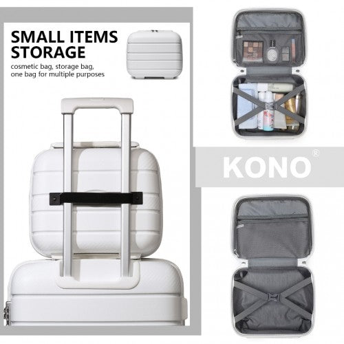 Kono 14 Inch Multi Texture Hard Shell PP Vanity Case - White