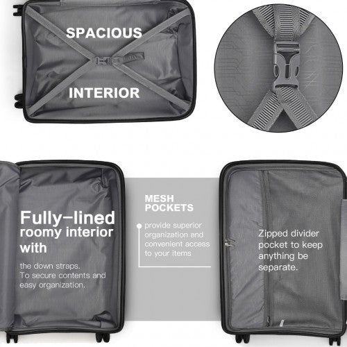 Kono Bright Hard Shell PP Suitcase With TSA Lock And Vanity Case 4 Pieces Set - Classic Collection - Black