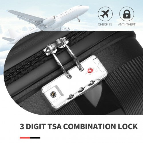 Kono Bright Hard Shell PP Suitcase With TSA Lock And Vanity Case 4 Pieces Set - Classic Collection - Black