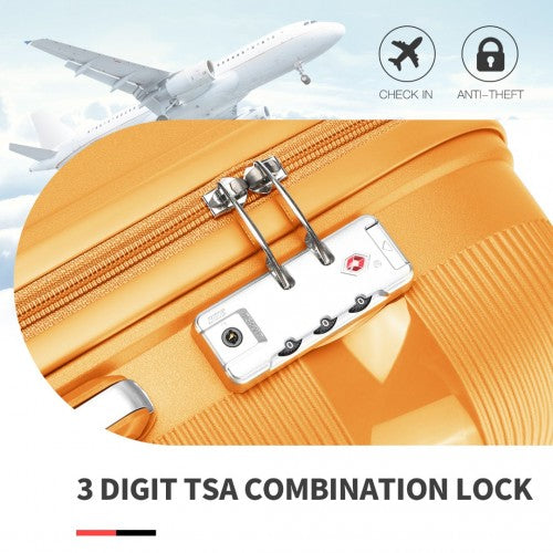 Kono Bright Hard Shell PP Suitcase With TSA Lock And Vanity Case 4 Pieces Set - Classic Collection - Orange