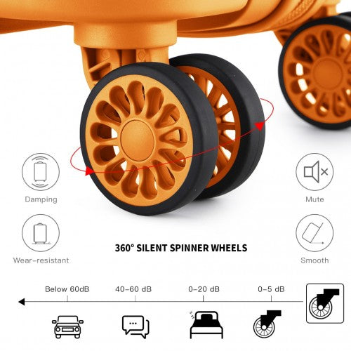 Kono Bright Hard Shell PP Suitcase With TSA Lock And Vanity Case 4 Pieces Set - Classic Collection - Orange