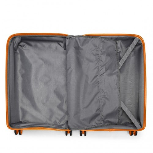 Kono Bright Hard Shell PP Suitcase With TSA Lock And Vanity Case 4 Pieces Set - Classic Collection - Orange