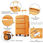 Kono Bright Hard Shell PP Suitcase With TSA Lock And Vanity Case 4 Pieces Set - Classic Collection - Orange