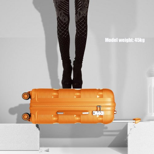 Kono Bright Hard Shell PP Suitcase With TSA Lock And Vanity Case 4 Pieces Set - Classic Collection - Orange