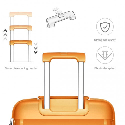 Kono Bright Hard Shell PP Suitcase With TSA Lock And Vanity Case 4 Pieces Set - Classic Collection - Orange