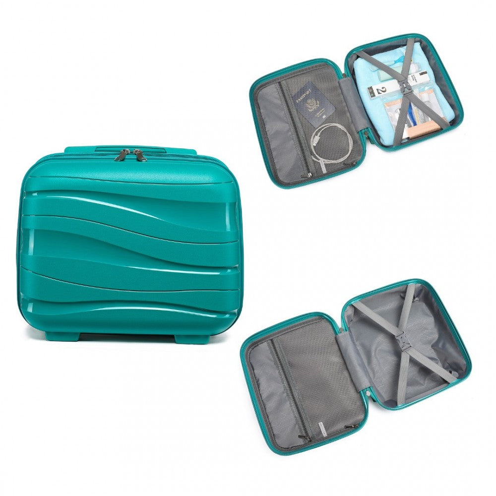 Kono Lightweight PP Hard Shell 4 Piece Suitcase Set With TSA Lock And Vanity Case - Blue