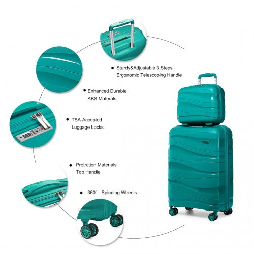 Kono 14/20 Inch Lightweight PP Hard Shell 2 Piece Suitcase Set With TSA Lock And Vanity Case - Blue