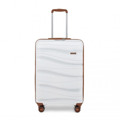 Kono 20 Inch Lightweight Polypropylene Hard Shell Suitcase With TSA Lock - Cream
