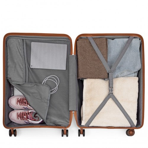 Kono 20 Inch Lightweight Polypropylene Hard Shell Suitcase With TSA Lock - Cream