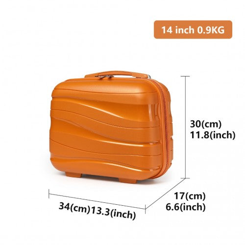 Kono 14 Inch Lightweight Polypropylene Hard Shell Suitcase With TSA Lock - Orange