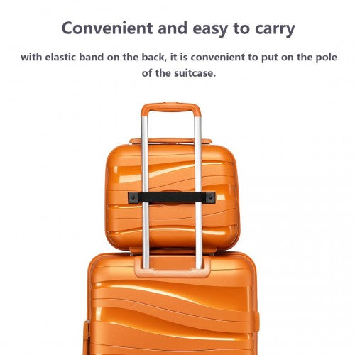 Kono 14 Inch Lightweight Polypropylene Hard Shell Suitcase With TSA Lock - Orange