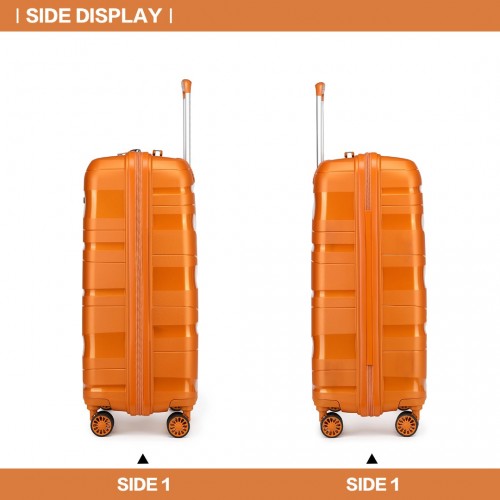 Kono 20 Inch Lightweight Polypropylene Hard Shell Suitcase With TSA Lock - Orange