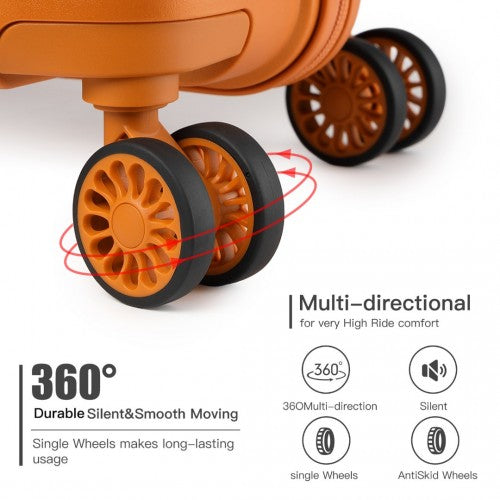 Kono 24 Inch Lightweight Polypropylene Hard Shell Suitcase With TSA Lock - Orange