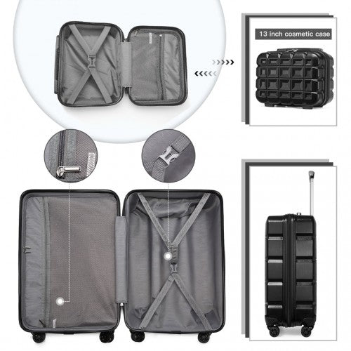 K2292l - Kono 13/20 Inch Lightweight Hard Shell Abs Cabin Suitcase With TSA Lock And Vanity Case - Black
