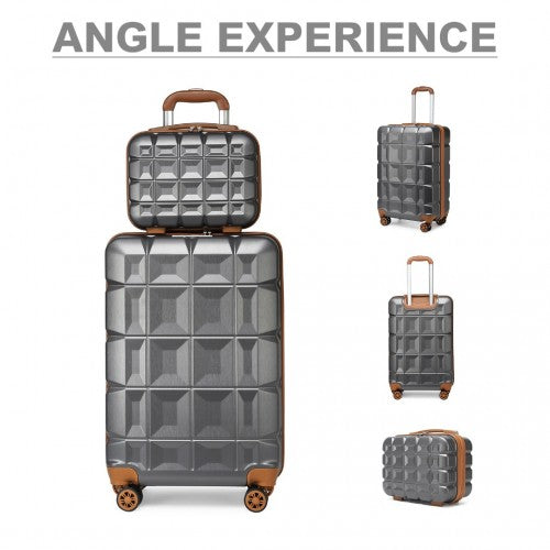 Kono 13/20 Inch Lightweight Hard Shell ABS Cabin Suitcase With TSA Lock And Vanity Case - Grey