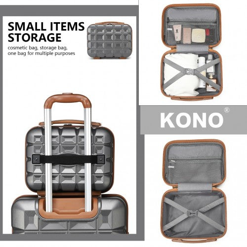 Kono 13/20 Inch Lightweight Hard Shell ABS Cabin Suitcase With TSA Lock And Vanity Case - Grey
