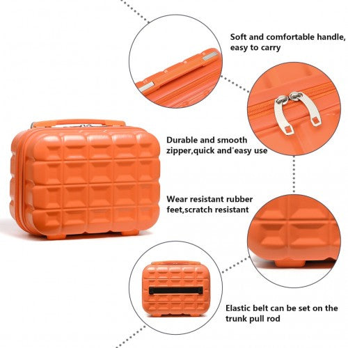 Kono 13 Inch Lightweight Hard Shell Abs Vanity Case - Orange