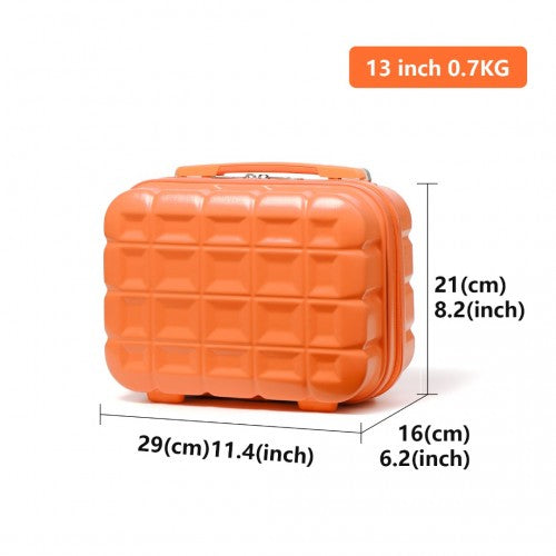 Kono 13 Inch Lightweight Hard Shell Abs Vanity Case - Orange