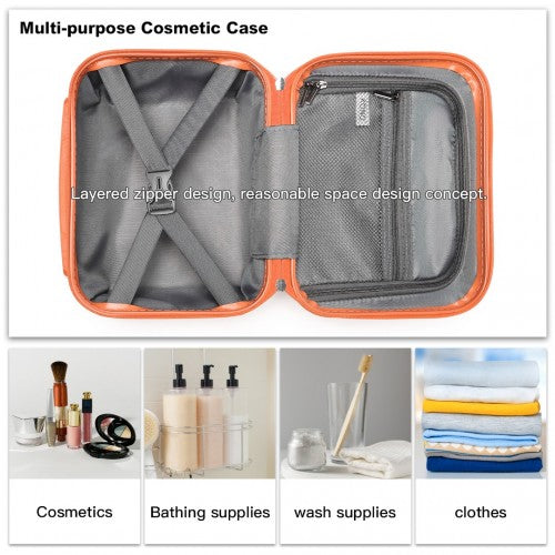 Kono 13 Inch Lightweight Hard Shell Abs Vanity Case - Orange