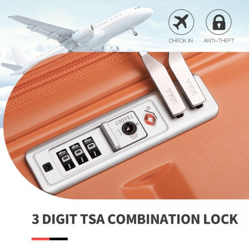 Kono Lightweight Hard Shell Abs Suitcase With TSA Lock And Vanity Case 4 Piece Set - Orange