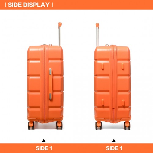 Kono Lightweight Hard Shell Abs Suitcase With TSA Lock And Vanity Case 4 Piece Set - Orange