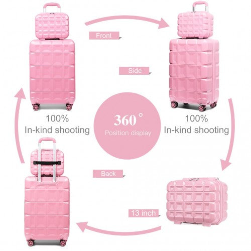 Kono 13/20 Inch Lightweight Hard Shell Abs Cabin Suitcase With TSA Lock And Vanity Case - Pink