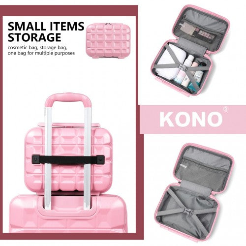 Kono 13/20 Inch Lightweight Hard Shell Abs Cabin Suitcase With TSA Lock And Vanity Case - Pink