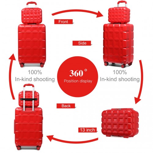 Kono 13/20 Inch Lightweight Hard Shell Abs Cabin Suitcase With TSA Lock And Vanity Case - Red
