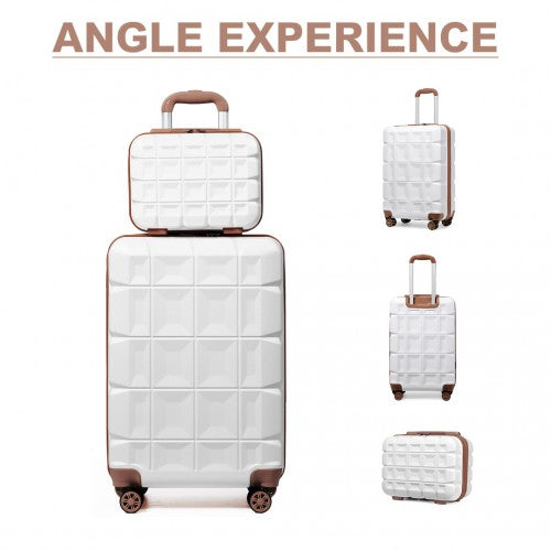 Kono 13/20 Inch Lightweight Hard Shell Abs Cabin Suitcase With TSA Lock And Vanity Case - White
