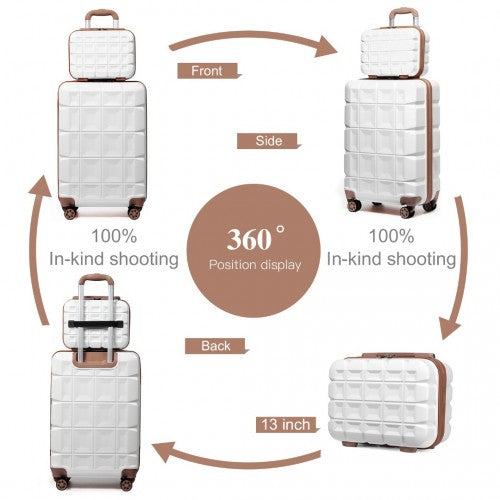 Kono 13/20 Inch Lightweight Hard Shell Abs Cabin Suitcase With TSA Lock And Vanity Case - White