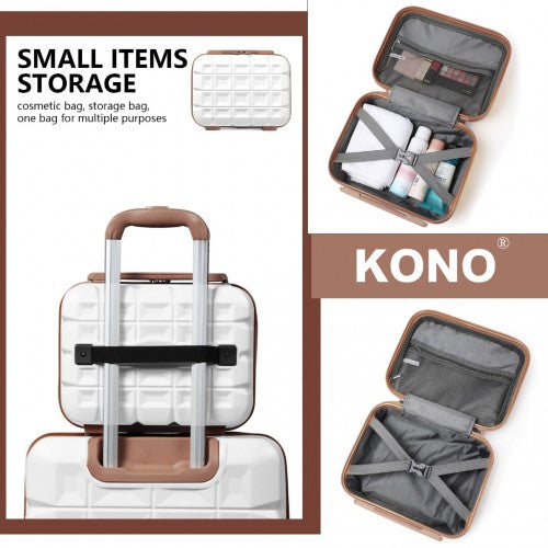 Kono 13/20 Inch Lightweight Hard Shell Abs Cabin Suitcase With TSA Lock And Vanity Case - White