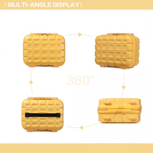 Kono 13 Inch Lightweight Hard Shell ABS Vanity Case - Yellow