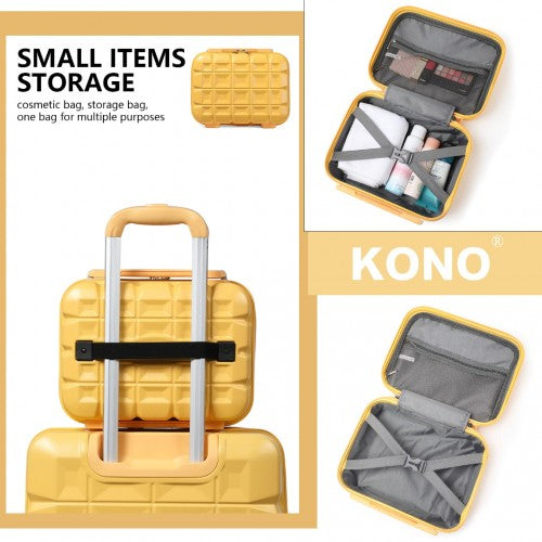 Kono 13 Inch Lightweight Hard Shell ABS Vanity Case - Yellow