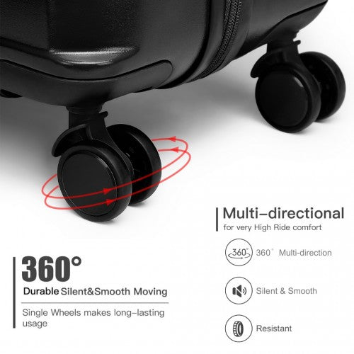 British Traveller 20 Inch Durable Polycarbonate - ABS Hard Shell Suitcase with TSA Lock - Black