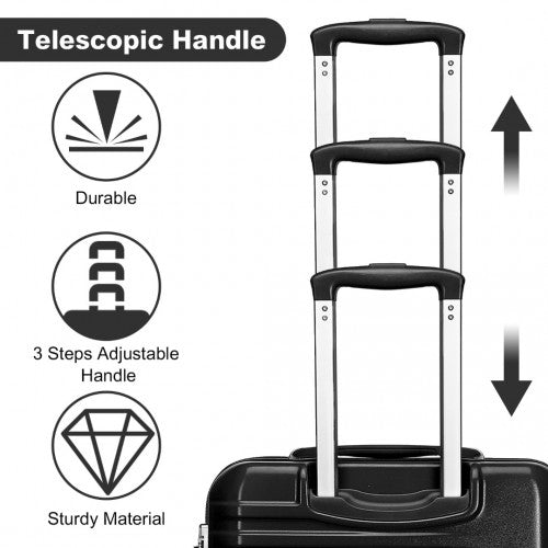 British Traveller 20 Inch Durable Polycarbonate - ABS Hard Shell Suitcase with TSA Lock - Black