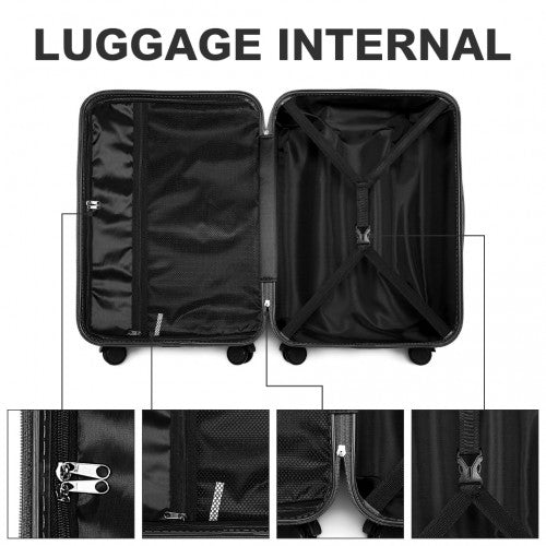 British Traveller 20 Inch Durable Polycarbonate - ABS Hard Shell Suitcase with TSA Lock - Black