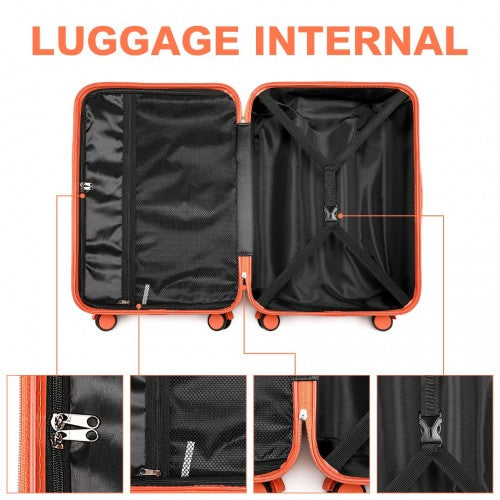British Traveller 20 Inch Durable Polycarbonate - ABS Hard Shell Suitcase with TSA Lock - Orange