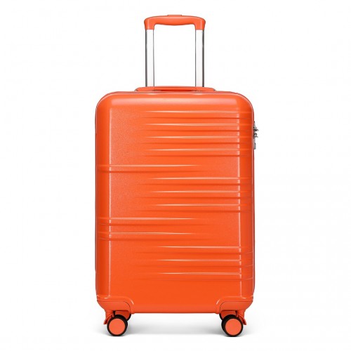 British Traveller 20 Inch Durable Polycarbonate - ABS Hard Shell Suitcase with TSA Lock - Orange