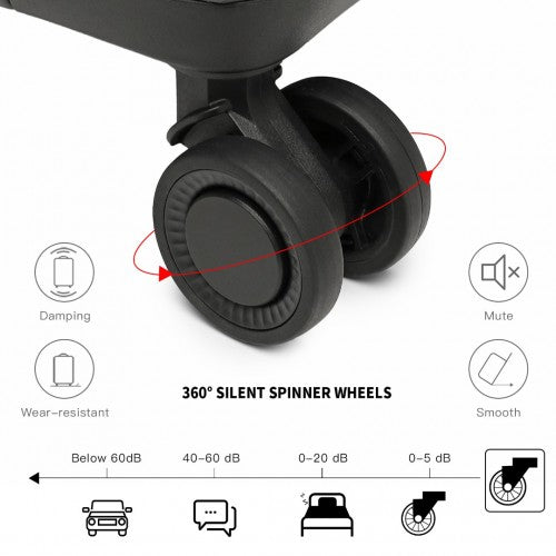 British Traveller 4 Pcs Set Spinner Hard Shell PP Suitcase With TSA Lock And Vanity Case - Black