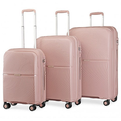 British Traveller 3 PCS 20/24/28 Inch Set Spinner Hard Shell PP Suitcase - TSA Lock - Nude