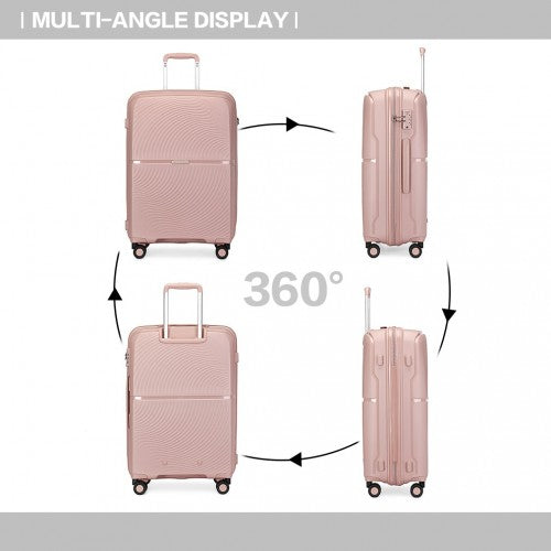 British Traveller 24 Inch Spinner Hard Shell PP Suitcase With TSA Lock - Nude/Pink