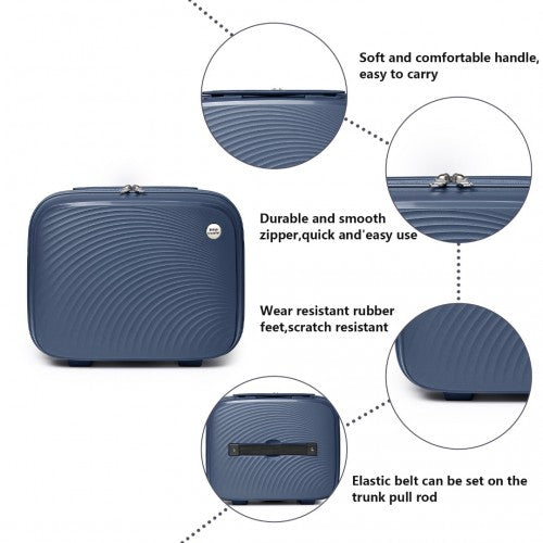 British Traveller 4 Pcs Set Spinner Hard Shell PP Suitcase With TSA Lock And Vanity Case - Navy