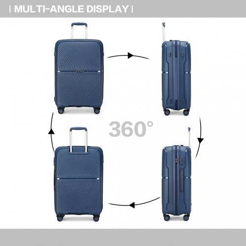 British Traveller 24 Inch Spinner Hard Shell PP Suitcase With TSA Lock - Navy