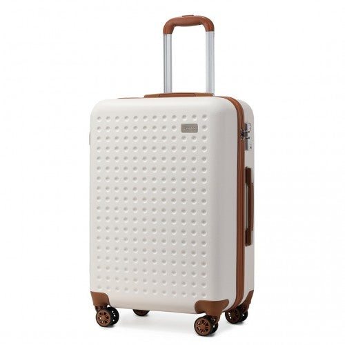 Kono 28 Inch Flexible Hard Shell Abs Suitcase With TSA Lock - Cream