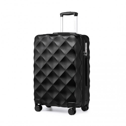 British Traveller 24 Inch Ultralight Abs And Polycarbonate Bumpy Diamond Suitcase With TSA Lock -  Black
